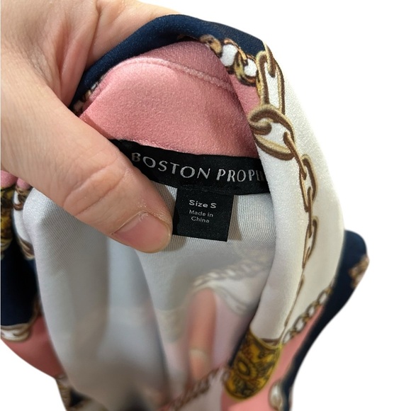 Boston Proper RETRO 60s twiggy style pink navy Sleeveless Chain Print dress - Picture 5 of 6